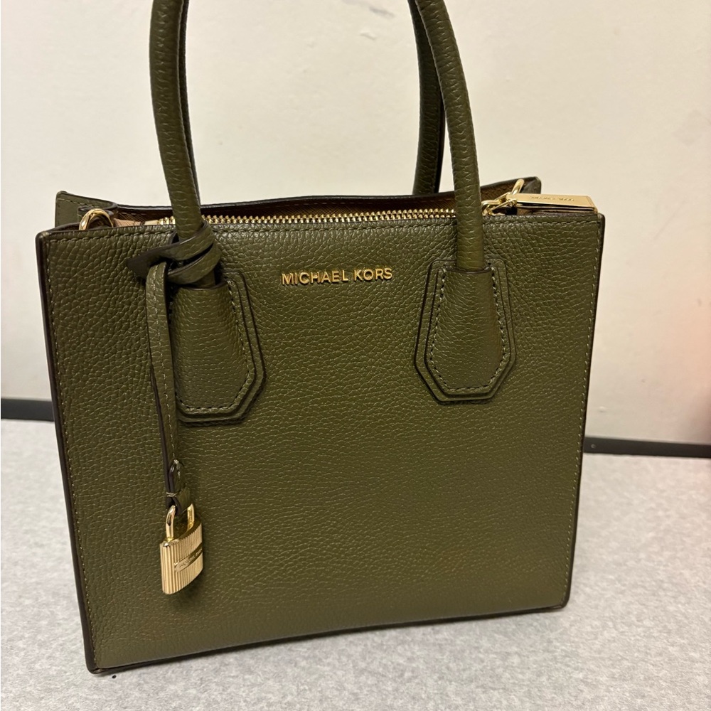 Michael Kors Green Satchel with Gold Accents EUC